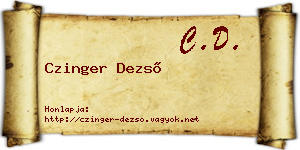 Czinger Dezső névjegykártya